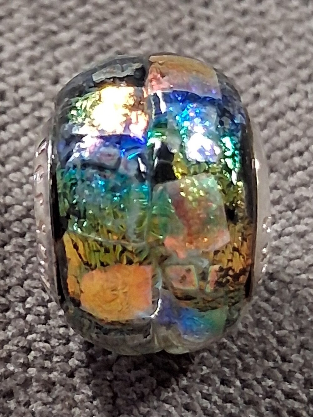 Persona 925 Sterling Silver Murano Glass Dichroic Style Shimmer Bead Charm VG